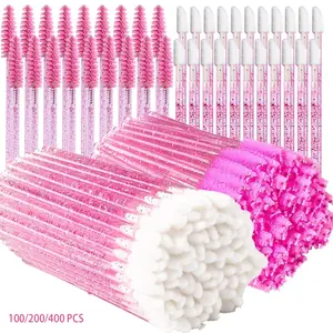 ✨100/200/400PCS Disposable Lip Brush + Eyelash Brush Combo Set | For Applying Lipstick / Eyelash Extension Tool | Portable Travel Kit | Essential Makeup Tools