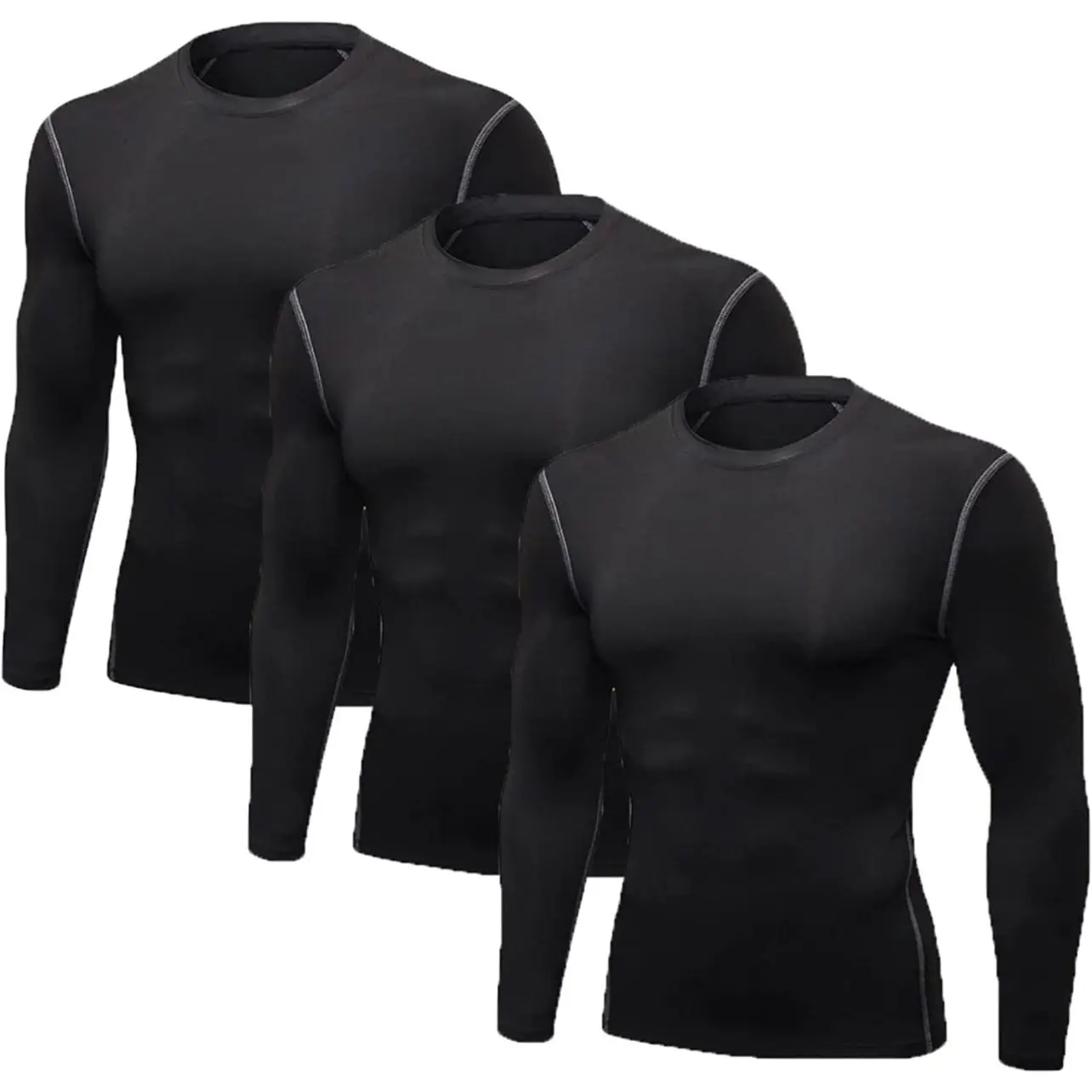 LANBAOSI Long Sleeve Compression Shirts for Men 3 Pack Dry Fit Undershirt - NWT