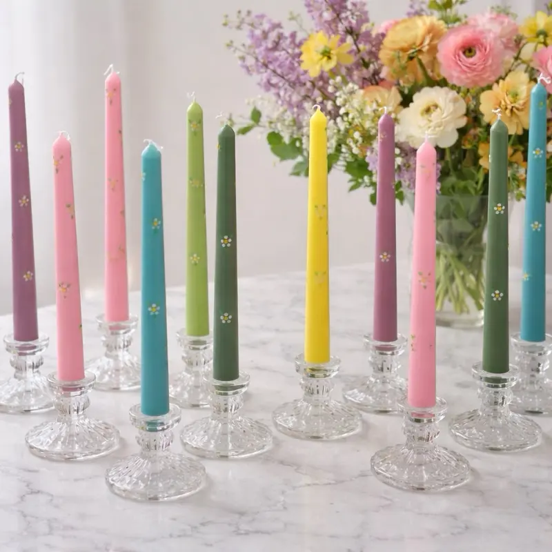 Natural beeswax taper candles for Easter decor