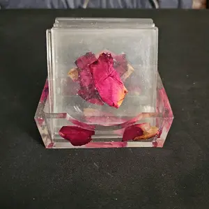 Resin Coaster Set with Rose petals #4