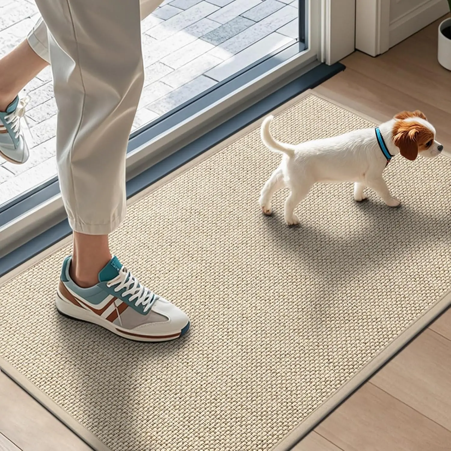 NIM Door Mat 17"x29", Non Slip Door Mat Indoor Entrance Rug, Rubber Backing Indoor Door mats Washable Absorbent Low-Profile Doormat Front Entryway Entry Resist Dirt Inside Door Mats, Floor Mat, Khaki