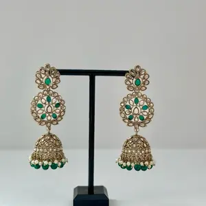 Bollywood Desi Polki Long Jhumka - Premium Quality Polki with Traditional Design