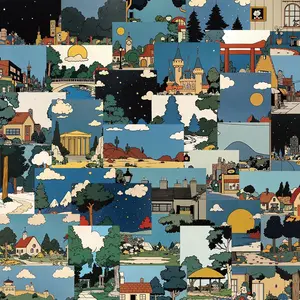 Cartoon Landscape Pattern Sticker, 50/1000pcs Waterproof Self Adhesive Decor Paper, Decor Sticker for Gift Greeting Card Water Bottle Laptop Phone, Ornaments, Art Stickers