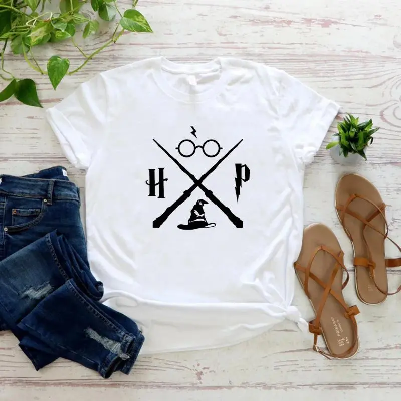 Wizard Hat Shirt Wizard Wand T Shirt HP Shirt Gift Short Sleeve Unisex Graphic T Shirts Magic School Tshirt Summer Fashion Tees