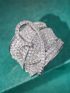 Heart Shaped Artificial Zirconia Decorated Ring, Fashion Heart Rings, Fashion Accessories for Women, Trendy All-match & Exquisite Jewelry for Birthday Gift, Heart Cluster Ring, Cubic Zirconia Rings