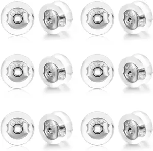 Earring Backs 18K  Locking  Earring Backs Replacements for Studs/Droopy Ears/Heavy Earrings, No-Irritate Hypoallergenice Backings for Women Men Transparency White Color
