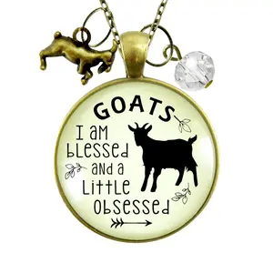 Goat Necklace I Am Blessed Little Obsessed Farm Animal Jewelry Goat Charm Gift