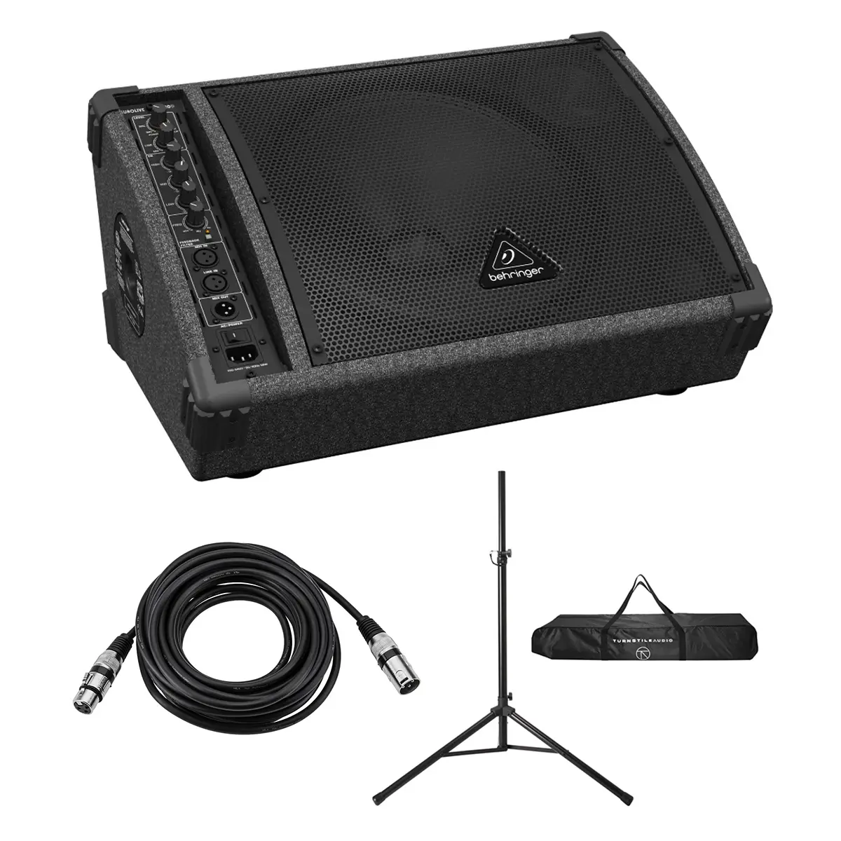 Behringer Eurolive F1220D 12" 250W Powered Speaker, w/Stand, 25' Mic Cable