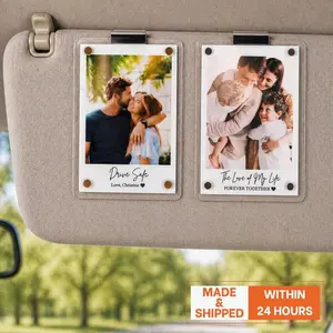 Custom Sleek Acrylic Car Visor Photo Clip | Turn your pet, family, or favorite memories into sun visor decor by Occasional Motto