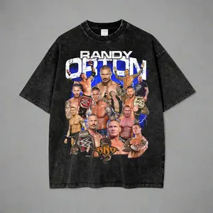 Men's WWE Randy Orton RKO WrestleMania Backlash Collage Wash T-Shirt - Wrestling Tee, Workout Top, Sports Shirt, Gift for Him