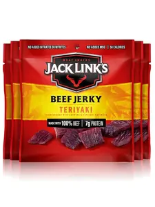 Beef Jerky, Teriyaki, Multipack Bags - Flavorful Meat Snacks for Lunches, Ready to Eat Protein Snacks, Individual Packs - 7g of Protein, Made with 100% Beef - 0.625 oz (Pack of 5)