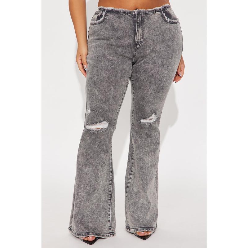 Highly Motivated Low Rise Flare Jeans - Dark Grey