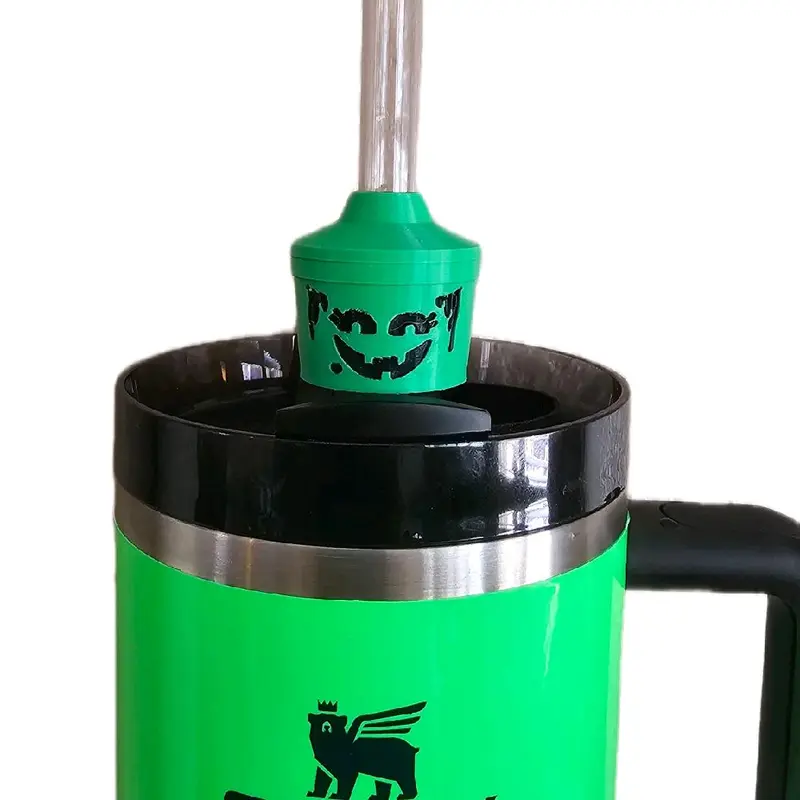 Boo Bucket Straw Topper - 10mm Durable Clamp-On Halloween Drinkware Accessory, Straw Toppers for Tumblers, Glow Ghost Decor, Wide Mouth Water Bottle Accessory