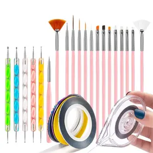 ✨ 31-Piece Nail Art Tool Kit, Including Nail Brushes / Dual-Ended Dotting Pens / Nail Art Decorating Threads / Nail Art Thread Dispenser Box, Home DIY and Salon Nail Art Tool Set