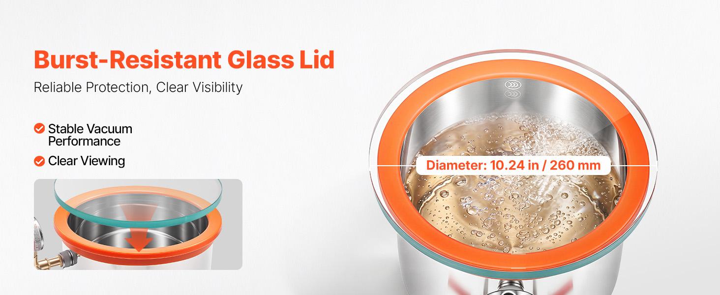 【fathersdaygift】VEVOR 1.5 Gallon Vacuum Chamber, Stainless Steel, Vacuum Degassing Chamber with Tempered Glass Lid, Hose, Air Filter, for Resin Casting, Stabilizing Wood, Degassing Silicone, Epoxies, Essential Oils