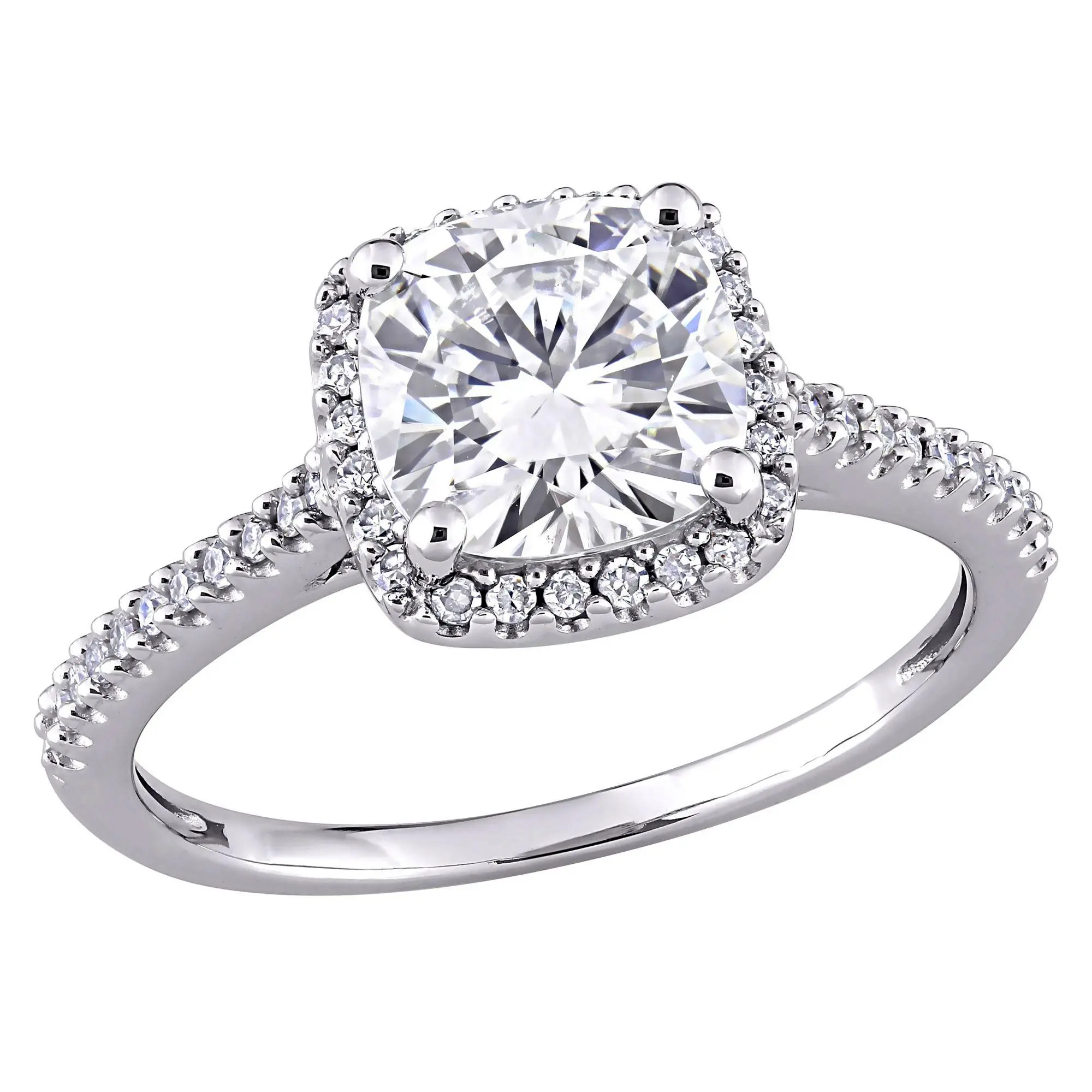 MoissanIce Moissanite 2.00 cttw & 0.20 cttw Diamond Ring, 14K