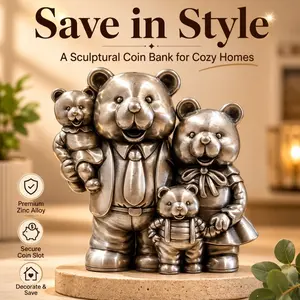 1Pcs Metal Black Bear Coin Bank – European Style Creative Animal Money Jar, Savings Box for Kids, Birthday & Children's Day Gift