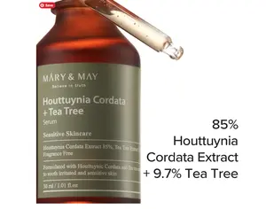 Mary&May Houttuynia Cordata Tea Tree Serum 1.01 Fl Oz / 30ml, Trouble Relief, Acne, Pore Care, Fragrance Free, Korean Skincare