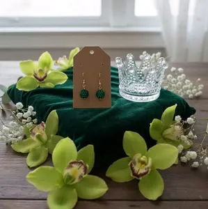 jewelry style simple Chakra Disco Dangles Connection Green Beaded Earrings for Women's Fashion Accessories