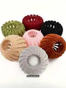 7pcs Bohemian Style Bird Nest Magic Hair Clips Set, Elegant Hollow-Out Round Plastic Hair Bun Accessories for Women, with Wedding Festival Hair Decor