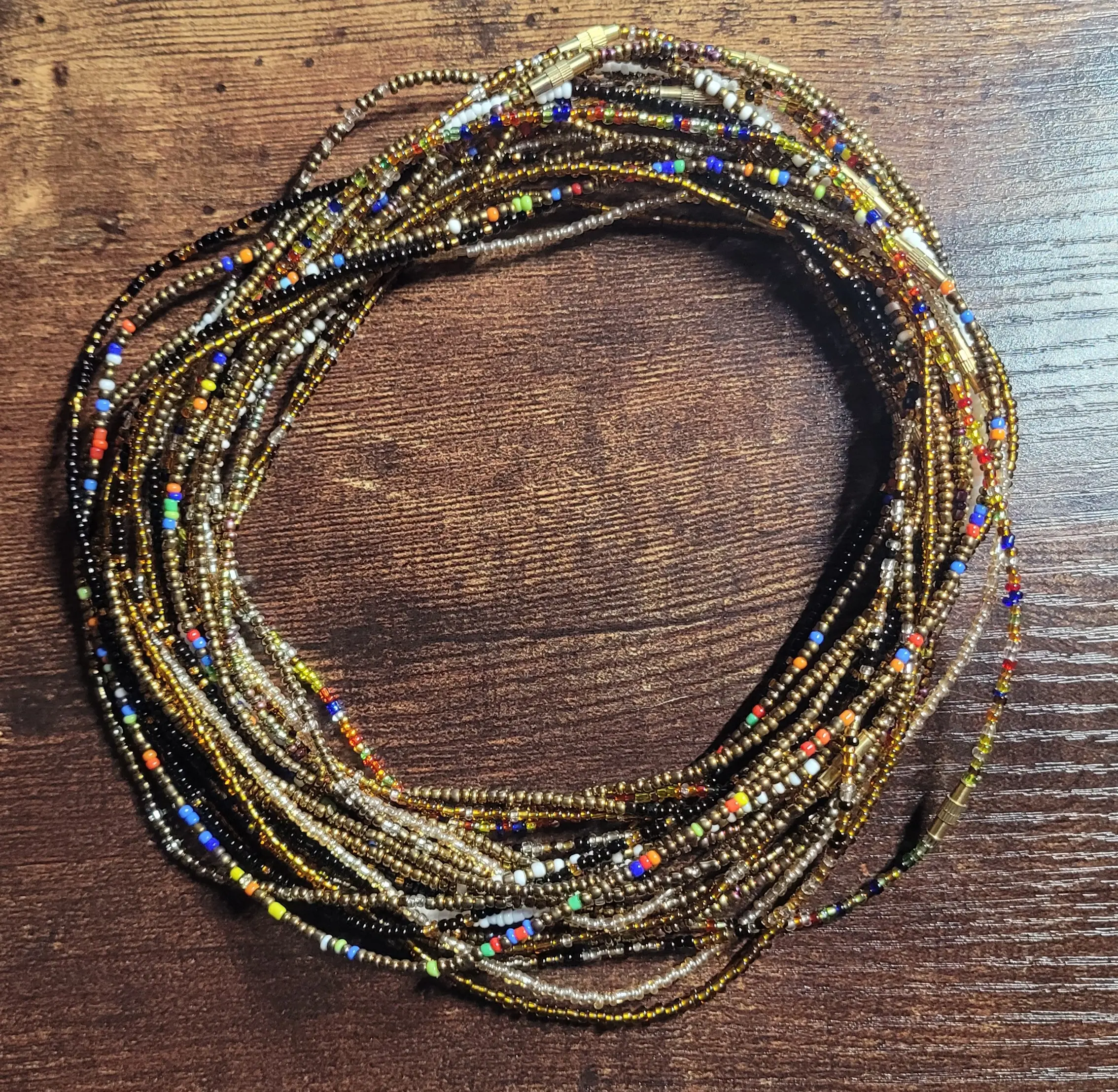 36" SCREW ON EARTH TONE Waist Beads BUNDLE with Screw-On Clasp for Women (Pack of 3)
