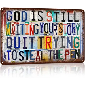 Vintage Wall Decor Metal Sign Tin Signs Poster Man Cave Bedroom Bar - God Is Still Writing Your Story Quit Trying To Steal The Pen8*12 Matte Print Funny Vintage Big Pimpin Blvd Metal Street Tin Sign Decoration Door