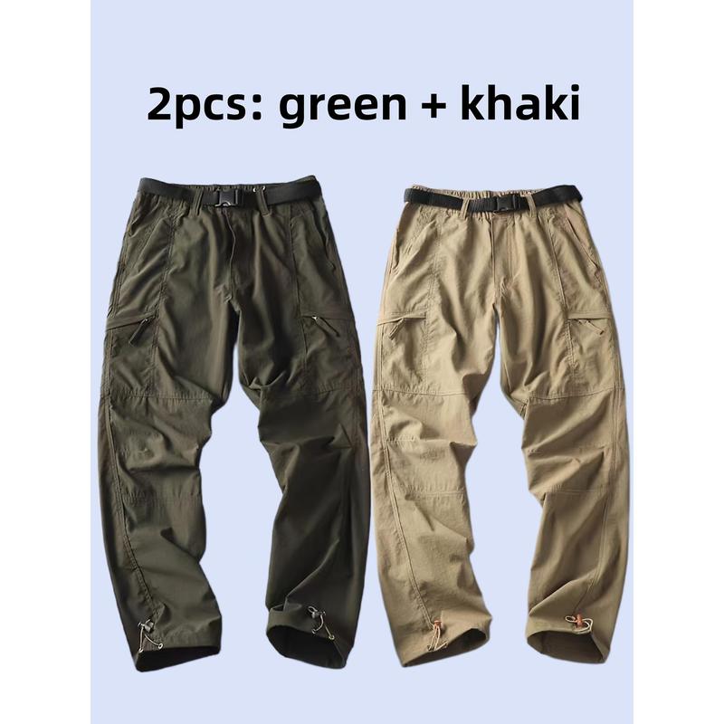 Four Seasons Thin, Multi-Pocket, Free Belt (Selected by the Knowledge), 180g/ ㎡   Polyester, Hiking & Outdoor Recreation Apparel |   Versatile Pants for Casual Attire |   Comfortable & Durable |   Ideal for Running, Camping, Fishing & Training