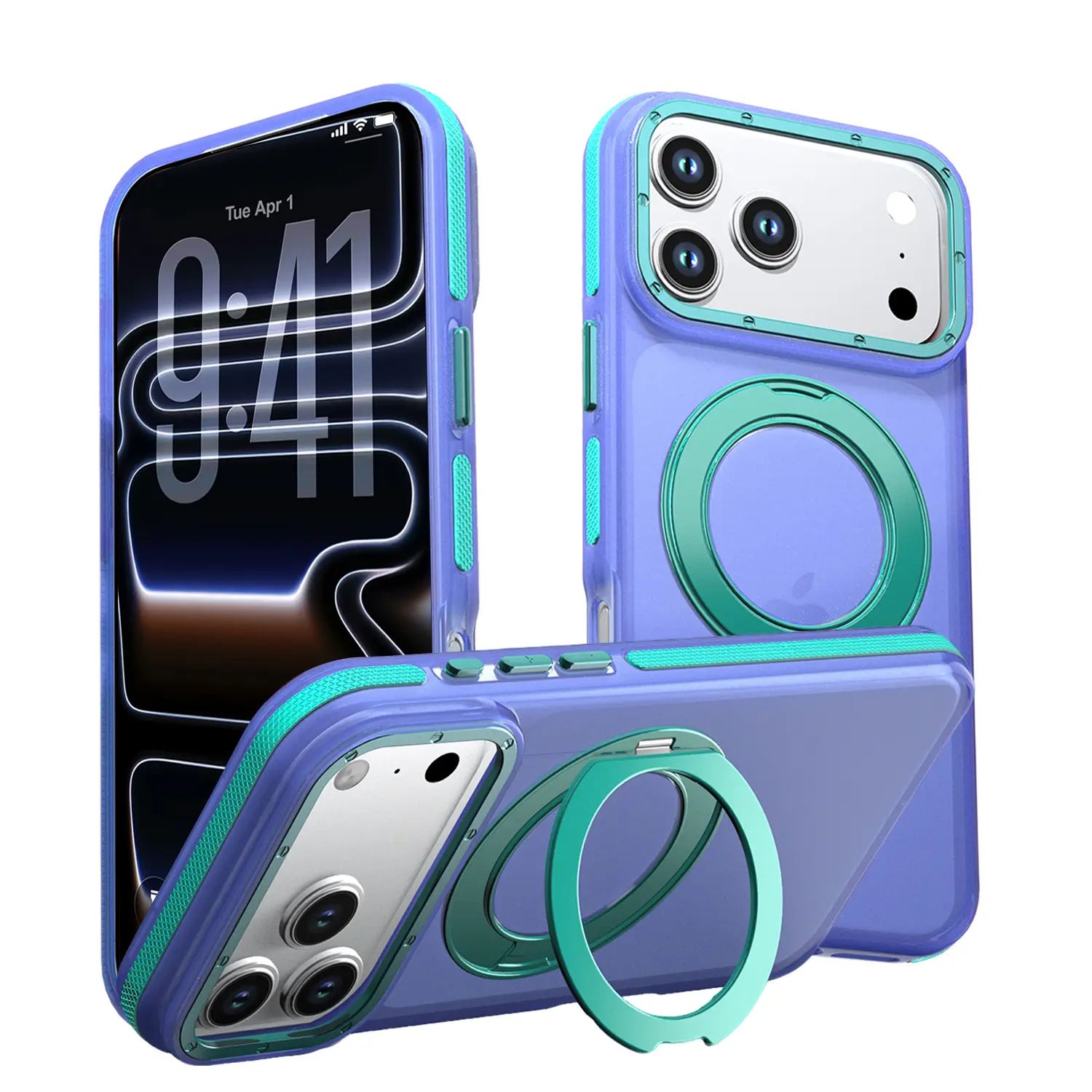 Invisible Magnetic O-Ring Stand Military-Grade Translucent Phone Case for iPhone 17 Pro Max 16 15 14 13 Case Compatible with MagSafe, Matte Great Grip Feeling Protective Case for Women and Men