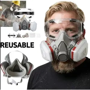 Professional Respirator Mask for Paint Dust & Chemicals Half Face Gas Mask with Activated Carbon Filter & Comfortable Silicone  Seal for Woodworking & Spray Painting - Reusable & Dual Protection Safety Gea