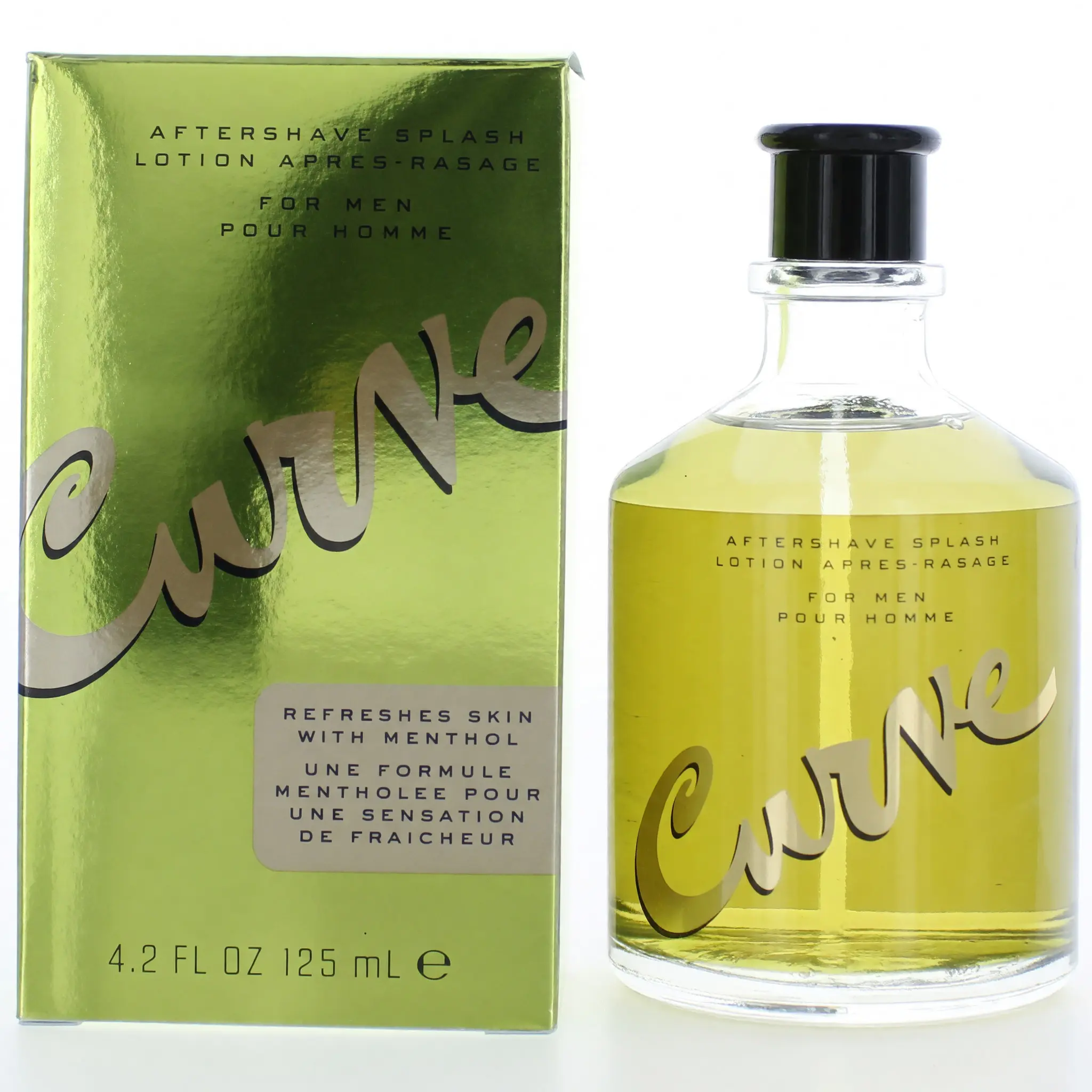 Men's Curve by Liz Claiborne 4.2 oz After Shave Splash - Amber Scent, Refreshing, Menthol-Infused, Lavender Notes