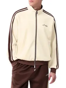 Men's Track Jacket (Only) Full Zip Casual Athletic Stand Collar Striped Streetwear with Zipper Pocket