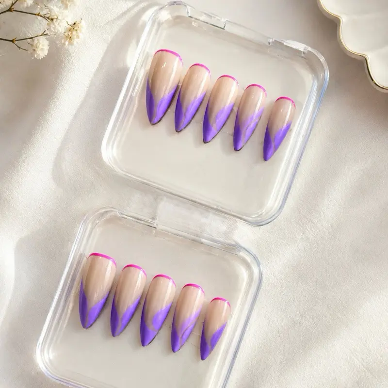 Hot Selling Almond Press On Nails | 10PCS Reusable 3D Handmade Gel Nails, 2026 Spring Summer Trendy Nail Art Large