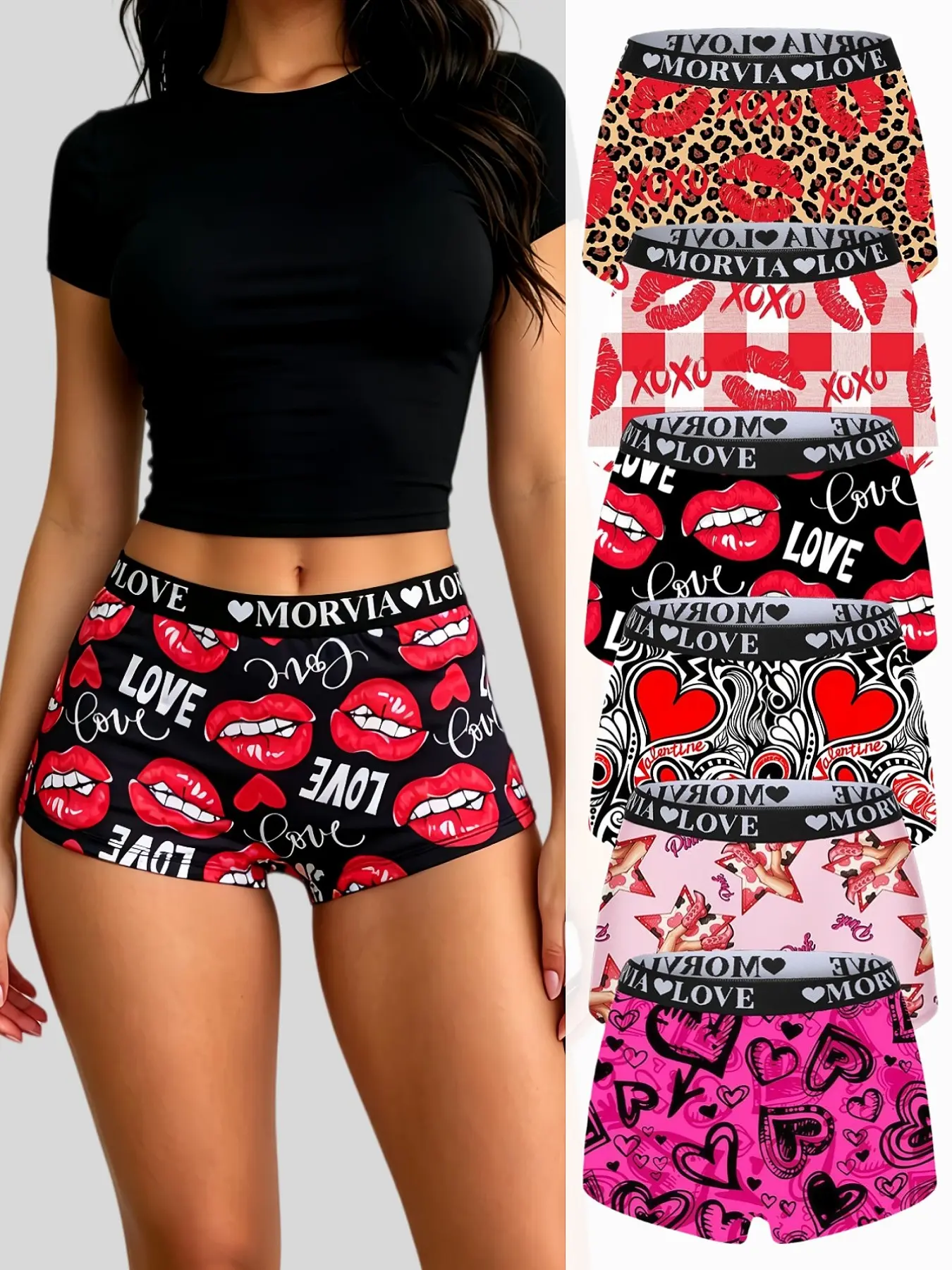 6-Pack Women's baddie Pattern Printed Underwear, Soft Comfortable Mid-Rise Seamless Boxer Shorts, No Roll Edges, All-Season Elastic  Waistlingerie & tiktok shop & fit inspo & tiktok shop deals & shein haul outfits & boxer & ootd & baddie