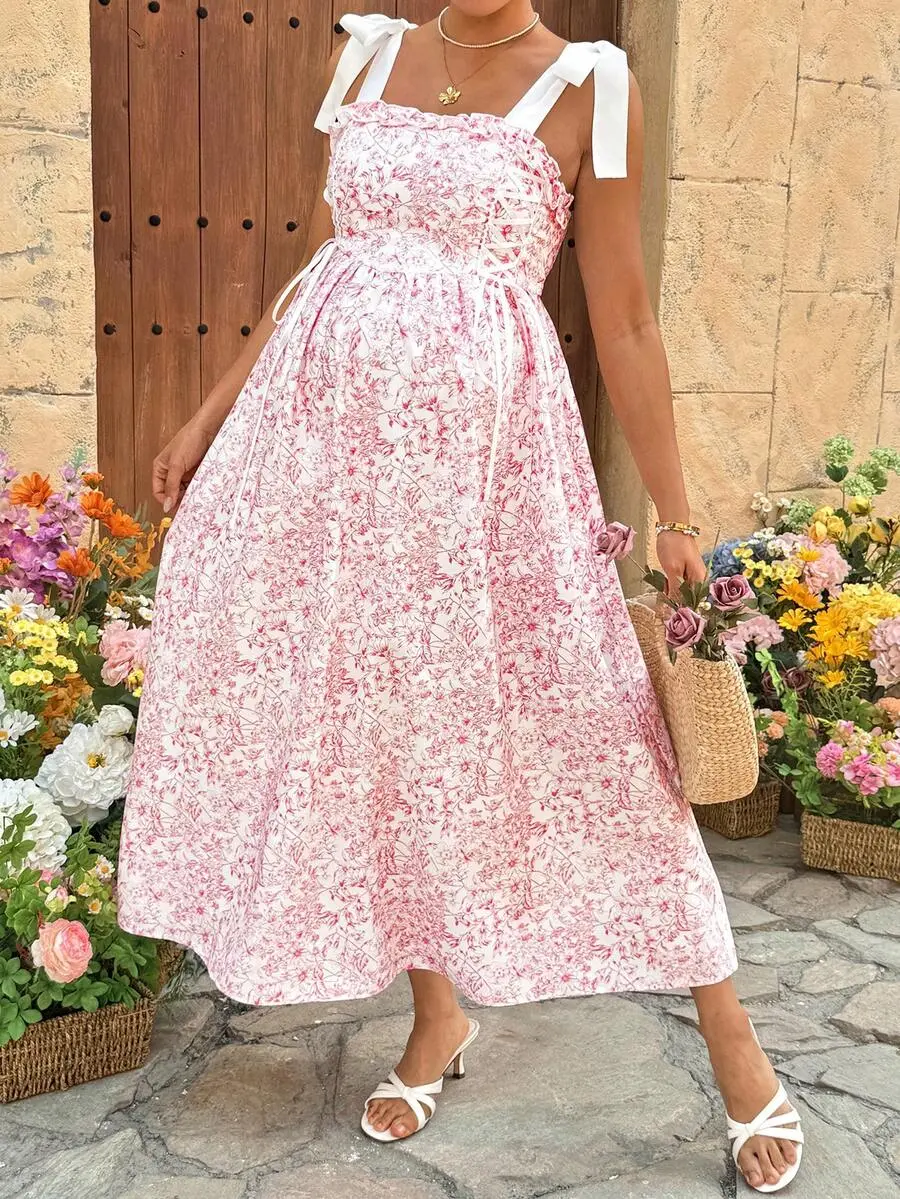 open lace back dress Pink Maternity Dresses for Baby Shower, Off The Shoulder Pregnancy  Photoshoot Maxi Gown for Women, Bunmp-Friendly Wedding Guest Outfit,  Cocktail Dress at Amazon Women's Clothing store main image 0