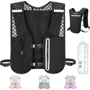 Running Hydration Vest, Adjustable Chest Straps Running Vest for Women Men with 500ml Soft Flask