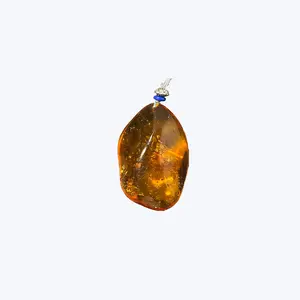 [One-of-a-Kind]Amber Free-Form Pendant with Unique Natural Shape Rich Honey Color for Elegant Jewelry Collection with Scratch on Surface 62.2*33.4*17.8
