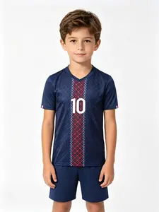 Sports Set, Boys Girls Breathable Psg Fan Gear, Football Clothes, Soccer Jersey, Training, Casual Short Sleeve Shorts Set