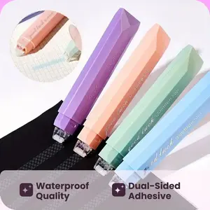 4-Piece Waterproof Tape Set for Scrapbooking, Easy-Use Dual-Sided Adhesive Wheel for Handmade Crafts, Gift Wrapping, Photo Mounting, Scrapbooking Supplies