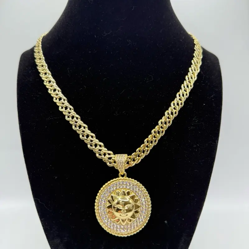 Spanish Link Chain 8 mm 18 inches Unisex in 14k Laminated Gold Hypoallergenic Necklace for Everyday Wear