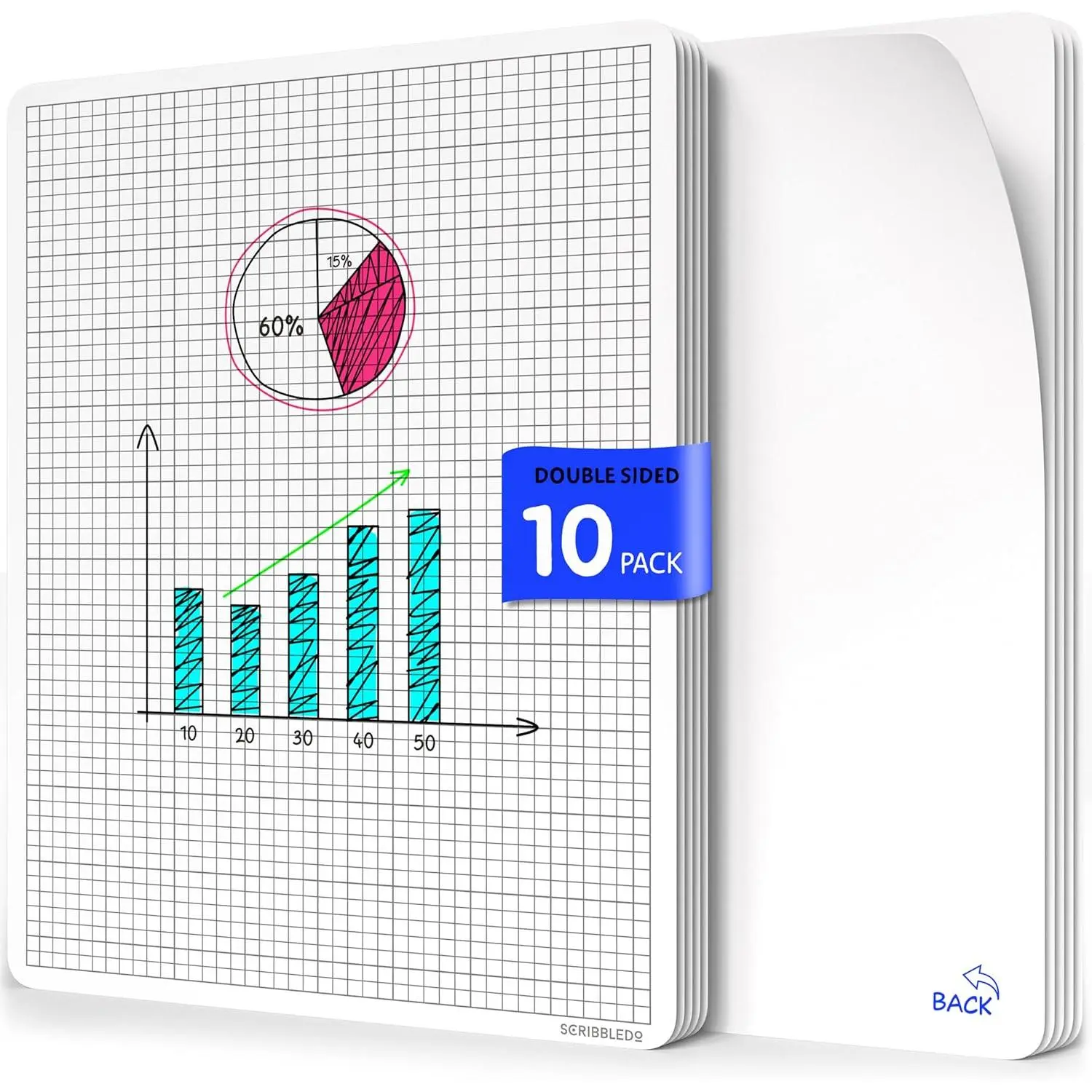 Small Grid Dry Erase Sheets 9”x12” Math Practice Small White Board Sheets Quad Graph Whiteboard Sheets Math Supplies for Homeschool Teacher Students Classroom Pack of 10