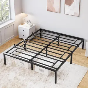 16 Inch Queen Bed Frame with Storage Metal Platform Bed Frame with Steel Slat Support Mattress Foundation No Box Spring Needed Easy to Assemble Black