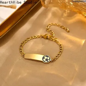 HearthVibe Studio Unisex 304 Stainless Steel Gold Custom Engrave Bracelet, Customized Gifts, Anniversary Gift, Ideal for Casual Daily Wear & Sports Fashion Accessory, Bracelets