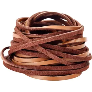 TeeLiy 3mm Flat Genuine Leather Cord, Strip Cord Braiding String Tan for Jewelry Making, Leather Shoe Lace, Arts & Crafts (Tan_3MM_5Yards)