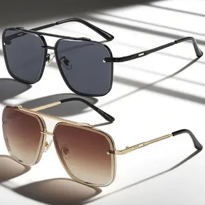 2Pcs Aviator Shape Polarized Sunglasses HD Glass Lenses Classic Metal Frame UV400 Protection Scratch Resistant for Outdoor Activities Hair Friendly Nose Piece