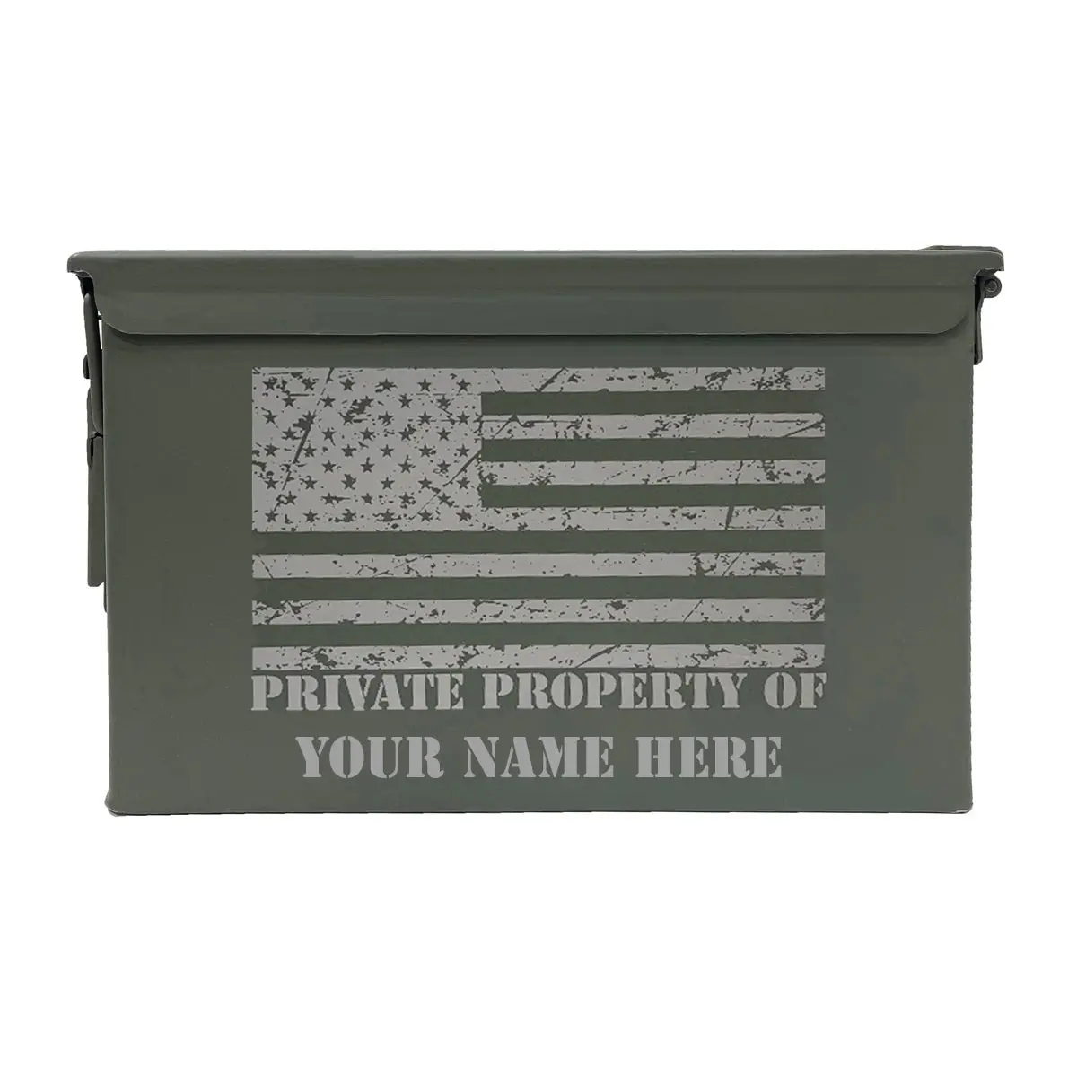 Laser Engraved - PRIVATE PROPERTY OF [YOUR NAME] - 50 Cal Grade 1 Ammo Can