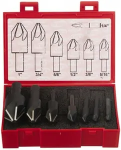 KEO Cobalt 7-Piece Single End Countersink Set (Model 50042) - 1/4-1" Head Diameter, 120° Included Angle, 1-1/2-2-3/4" OAL, 1/4-1/2" Shank Diameter, 6 Flutes