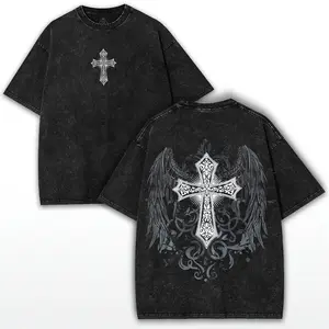 valentine shirts Cross and Wing Vintage Washed Tee or Pullover – Christian Faithcore Streetwear Essential