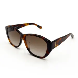 Yves Saint Laurent Best Sunglasses Tortoiseshell Bold Designer Cat-Eye Style with Gradient Lenses & Iconic YSL Logo