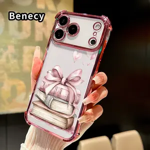 Phone Case for iPhone 17 Pro Max 16 15 Plus Air 14 13 12 11 E Bookish Love Dream Pattern Four-corner Thickened Anti-drop Protective Silicone Cover Gift