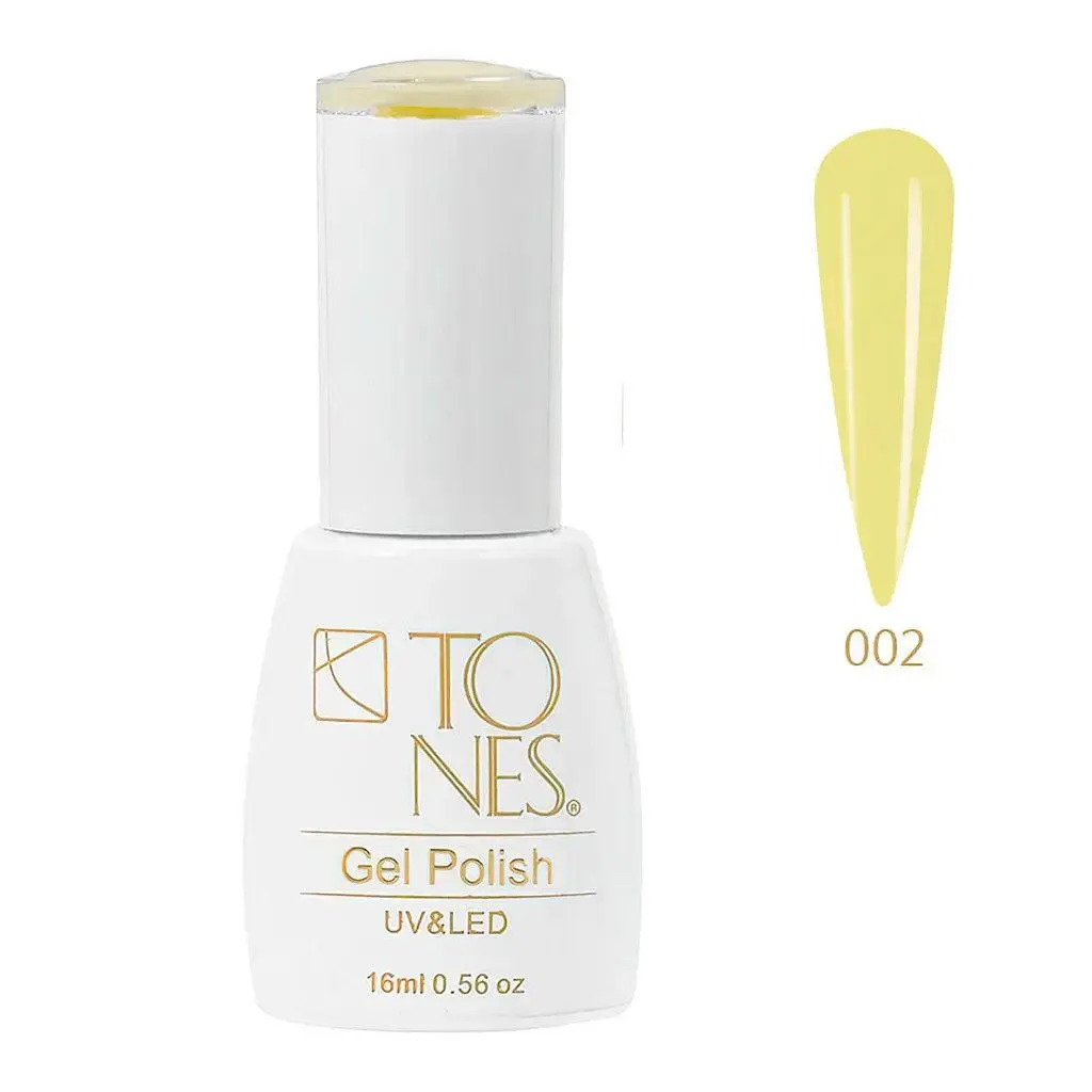 TONES Gel Polish #2 - Soft Limón Yellow | UV/LED | 0.56 fl oz | Durable Glossy | Extra Durable & Easy Application | 16ml
